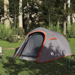 vidaXL Camping Tent Tunnel 3-Person Grey and Orange Waterproof 3