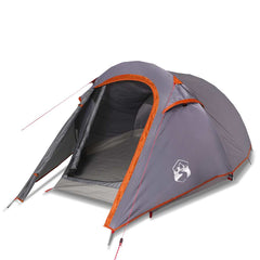 vidaXL Camping Tent Tunnel 3-Person Grey and Orange Waterproof 4