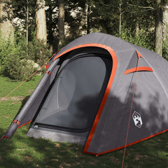 vidaXL Camping Tent Tunnel 3-Person Grey and Orange Waterproof 1