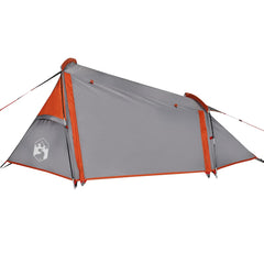 vidaXL Camping Tent Tunnel 2-Person Grey and Orange Waterproof 5