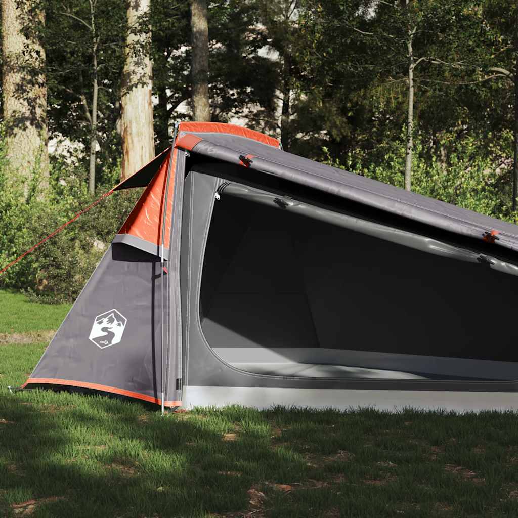 vidaXL Camping Tent Tunnel 2-Person Grey and Orange Waterproof 1