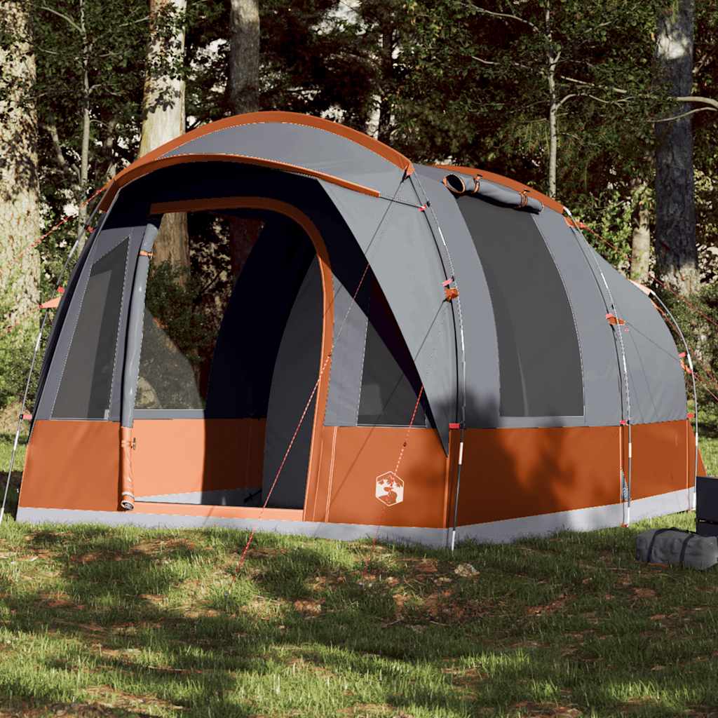Family Tent Tunnel Waterproof Grey and orange 3-person