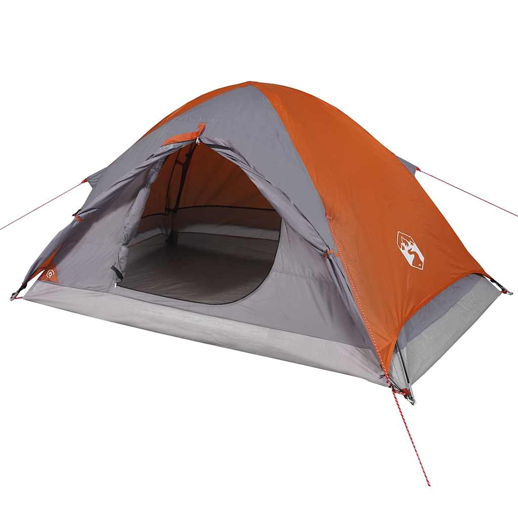 vidaXL Camping Tent Dome 4-Person Grey and Orange Waterproof 5