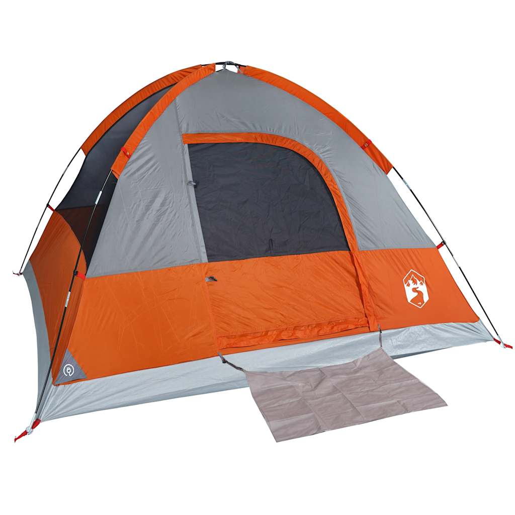 vidaXL Camping Tent Dome 4-Person Grey and Orange Waterproof 5