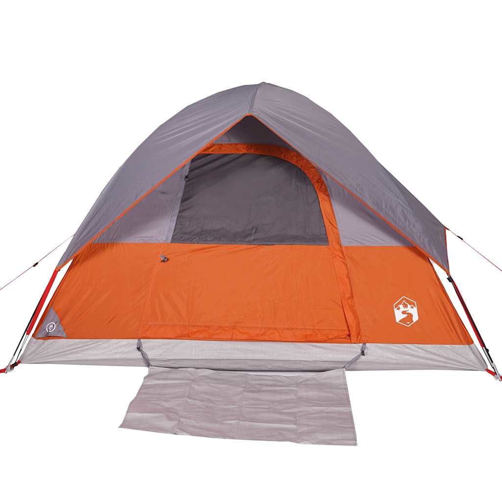 vidaXL Camping Tent Dome 4-Person Grey and Orange Waterproof 6