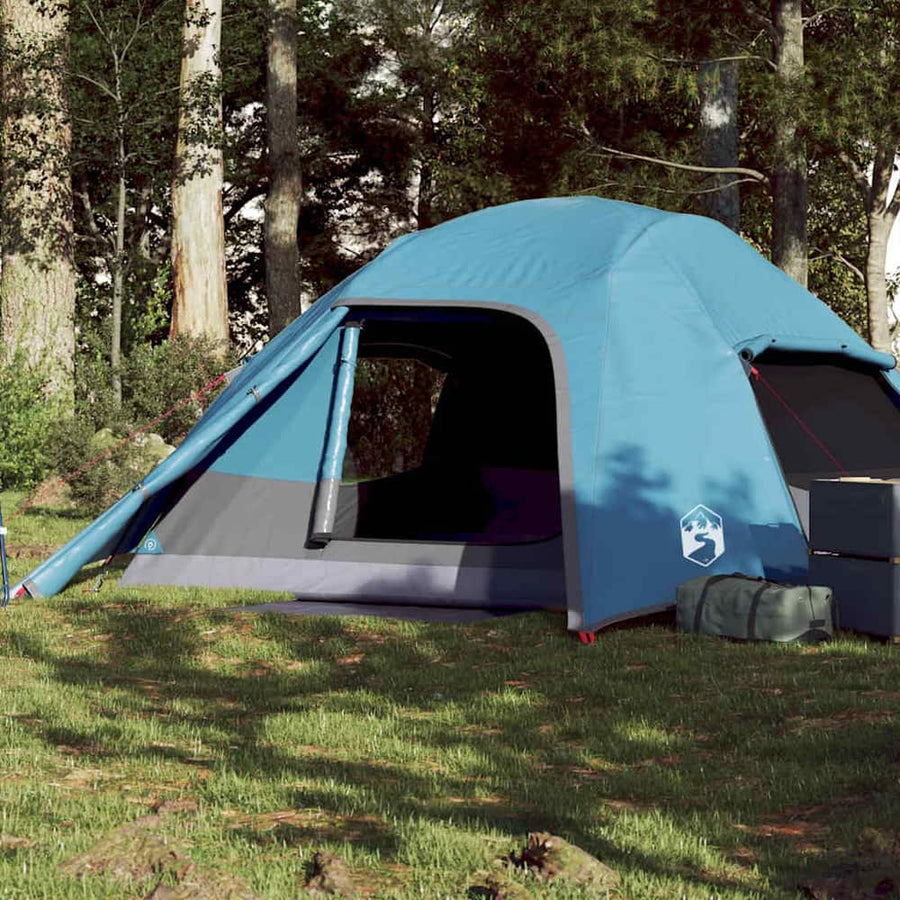 Family Tent Dome Waterproof Blue 4-person