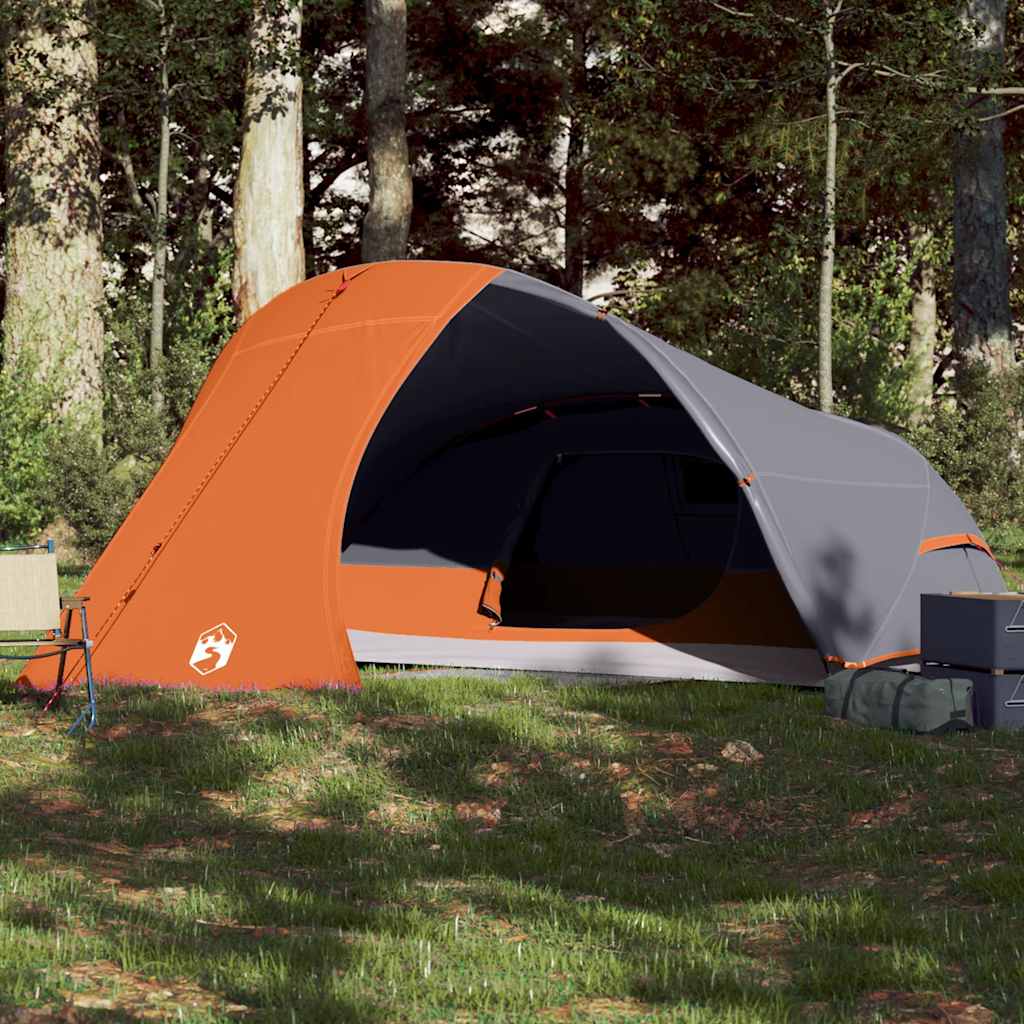 Camping Tent Dome 4-Person Waterproof Grey and orange