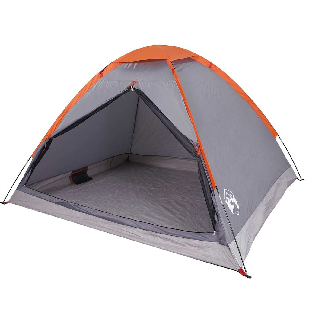 vidaXL Camping Tent Dome 4-Person Grey and Orange Waterproof 3