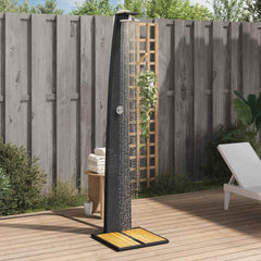 Outdoor Shower 55x60x224 cm Poly Rattan and Acacia Wood Black