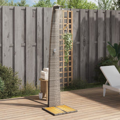 Outdoor Shower 55x60x224 cm Poly Rattan and Acacia Wood Grey