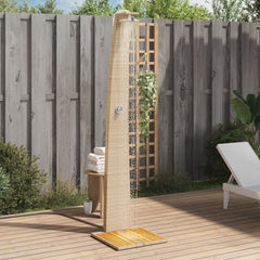 Outdoor Shower 55x60x224 cm Poly Rattan and Acacia Wood Beige