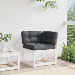 vidaXL Garden Sofa Corner with Cushions White 73x73x78 cm Solid Wood Pine 3
