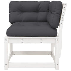 vidaXL Garden Sofa Corner with Cushions White 73x73x78 cm Solid Wood Pine 6