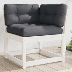 vidaXL Garden Sofa Corner with Cushions White 73x73x78 cm Solid Wood Pine 1