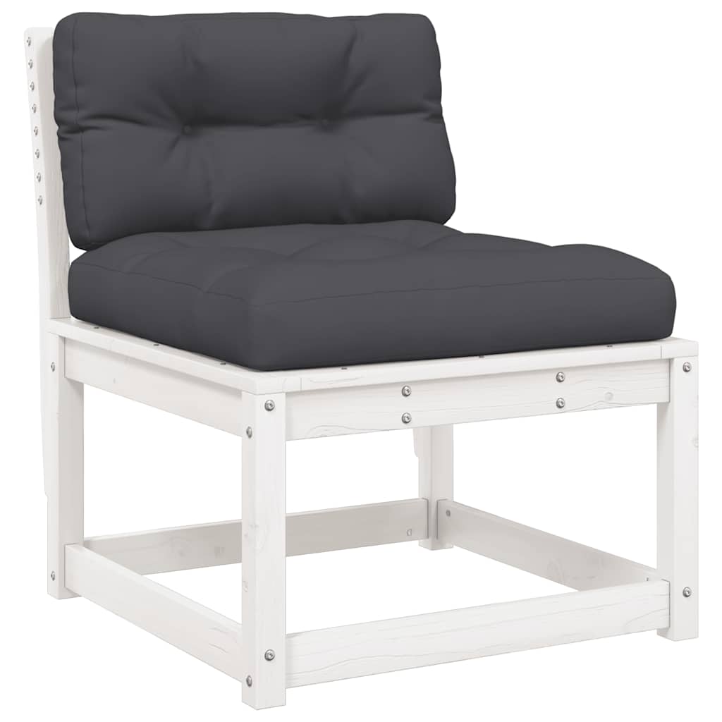 vidaXL Garden Sofa with Cushions White Solid Wood Pine 2