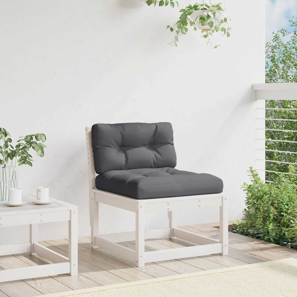 vidaXL Garden Sofa with Cushions White Solid Wood Pine 3