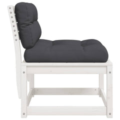 vidaXL Garden Sofa with Cushions White Solid Wood Pine 6