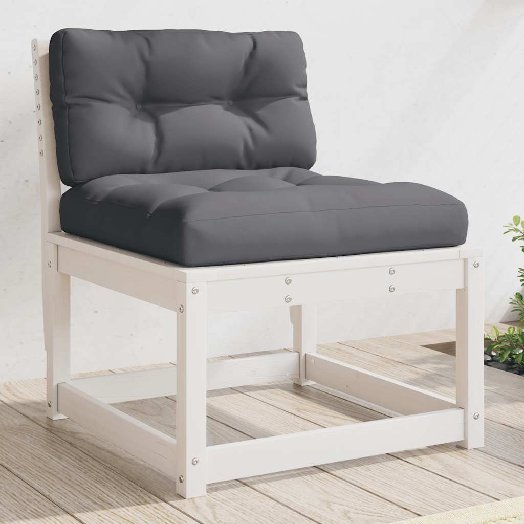 vidaXL Garden Sofa with Cushions White Solid Wood Pine 1