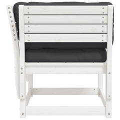 vidaXL Garden Sofa Armrest with Cushions White Solid Wood Pine 6