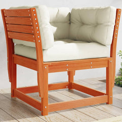 vidaXL Garden Sofa Armrest with Cushions Wax Brown Solid Wood Pine 1