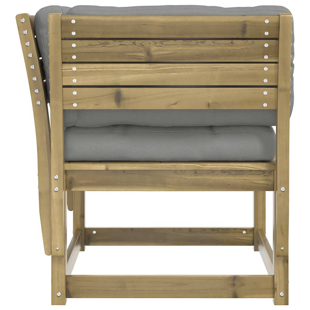 vidaXL Garden Sofa Armrest with Cushions Impregnated Wood Pine 6
