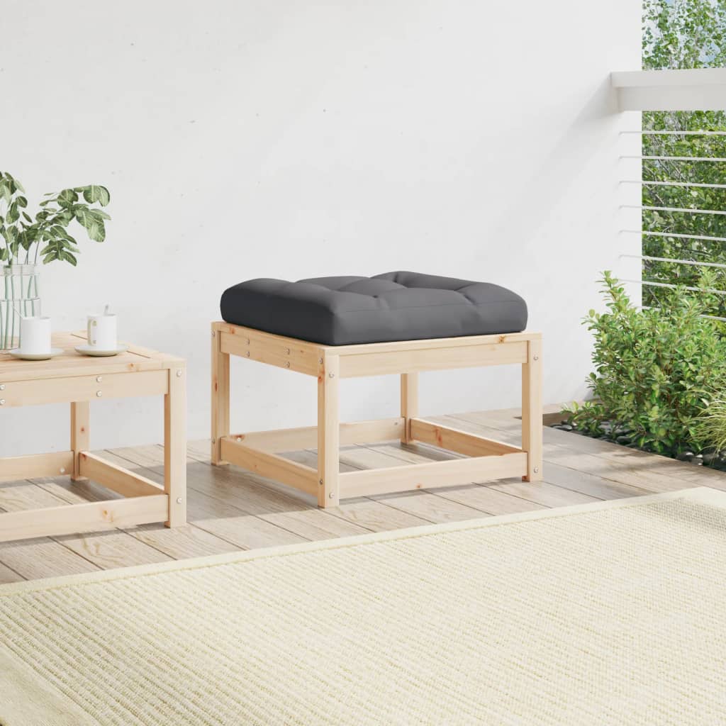 vidaXL Garden Footstool with Cushions Solid Wood Pine 3