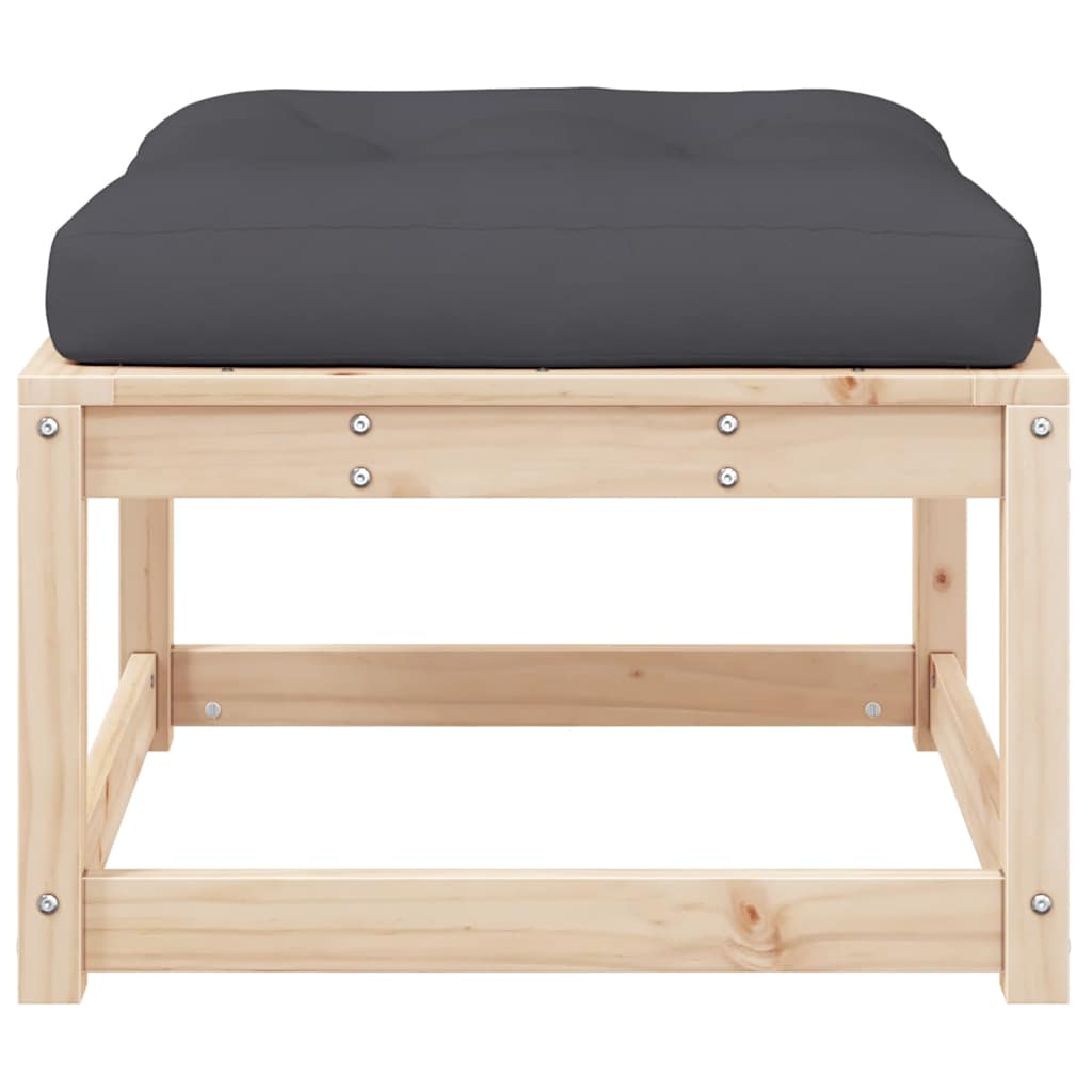 vidaXL Garden Footstool with Cushions Solid Wood Pine 5