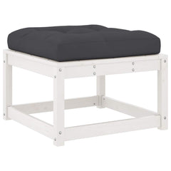 vidaXL Garden Footstool with Cushions White Solid Wood Pine 2