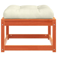 vidaXL Garden Footstool with Cushions Wax Brown Solid Wood Pine 6