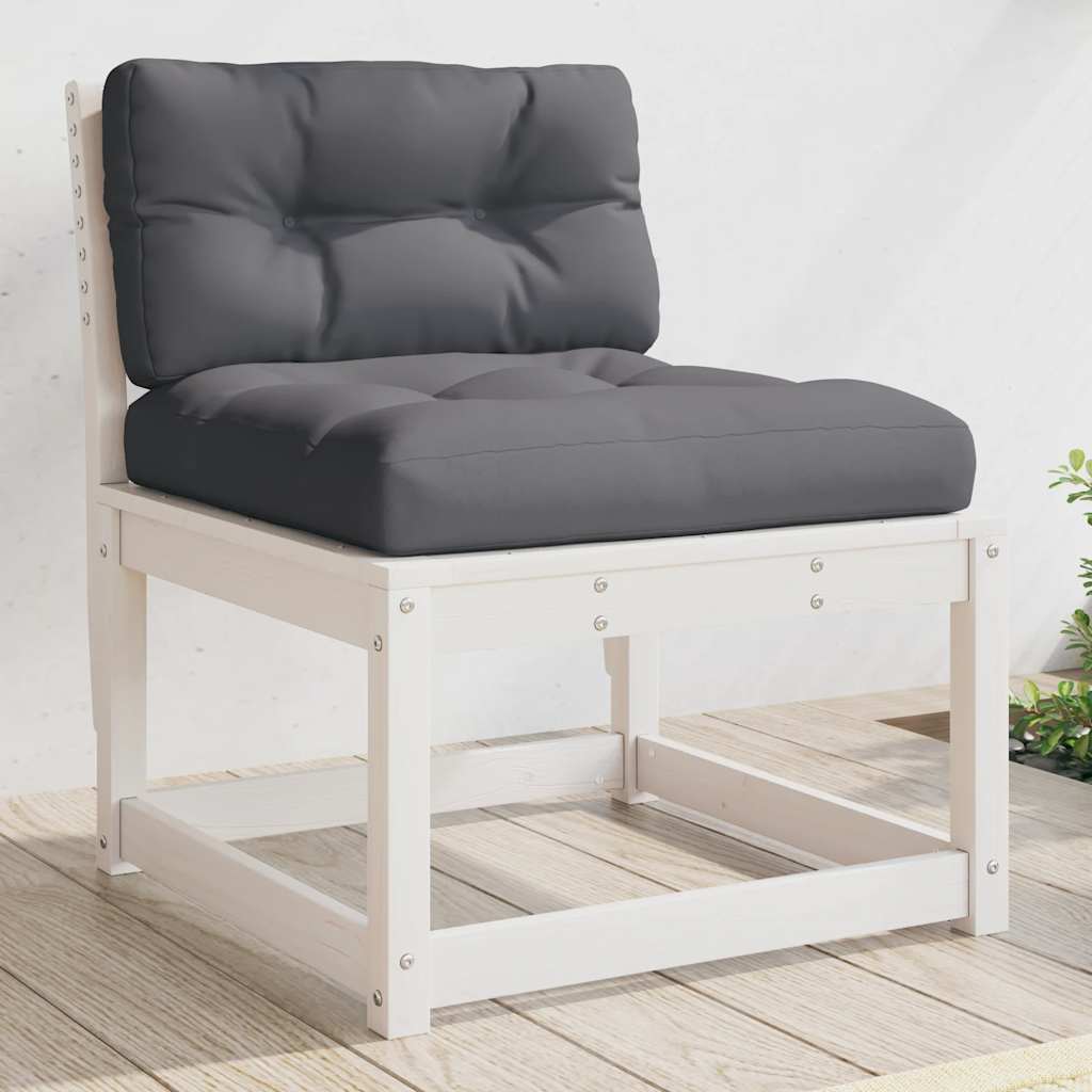 vidaXL Garden Sofas with Cushions 2pcs White Solid Wood Pine 3