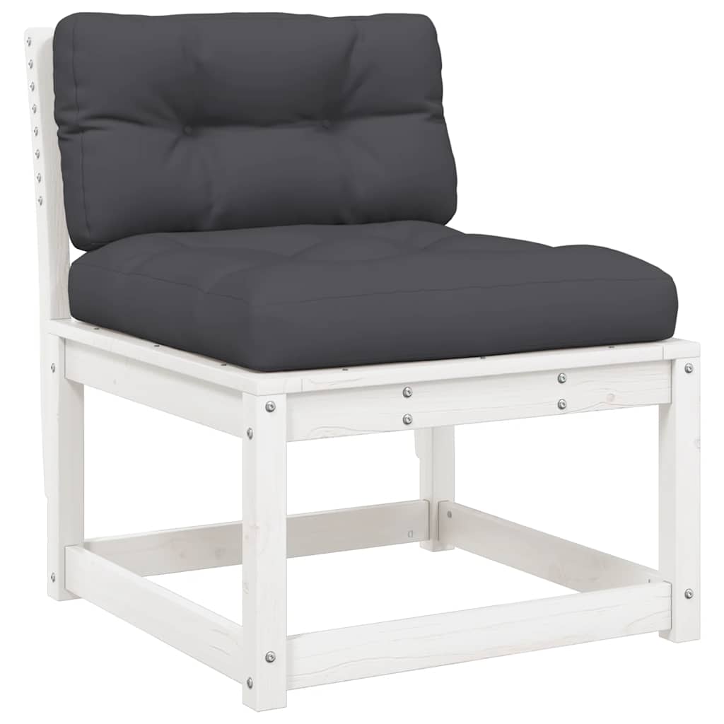 vidaXL Garden Sofas with Cushions 2pcs White Solid Wood Pine 5