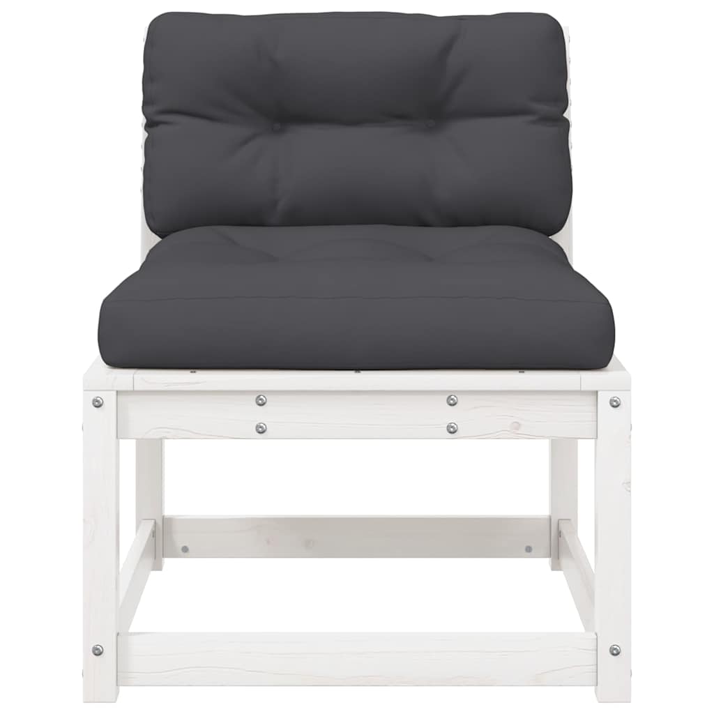 vidaXL Garden Sofas with Cushions 2pcs White Solid Wood Pine 6
