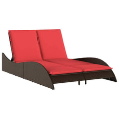 Sun Lounger with Cushions 114x205x73 cm Poly Rattan Brown
