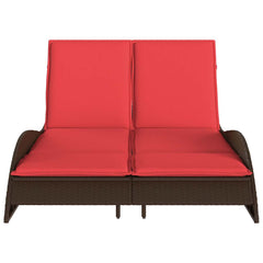 Sun Lounger with Cushions 114x205x73 cm Poly Rattan Brown
