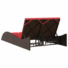 Sun Lounger with Cushions 114x205x73 cm Poly Rattan Brown