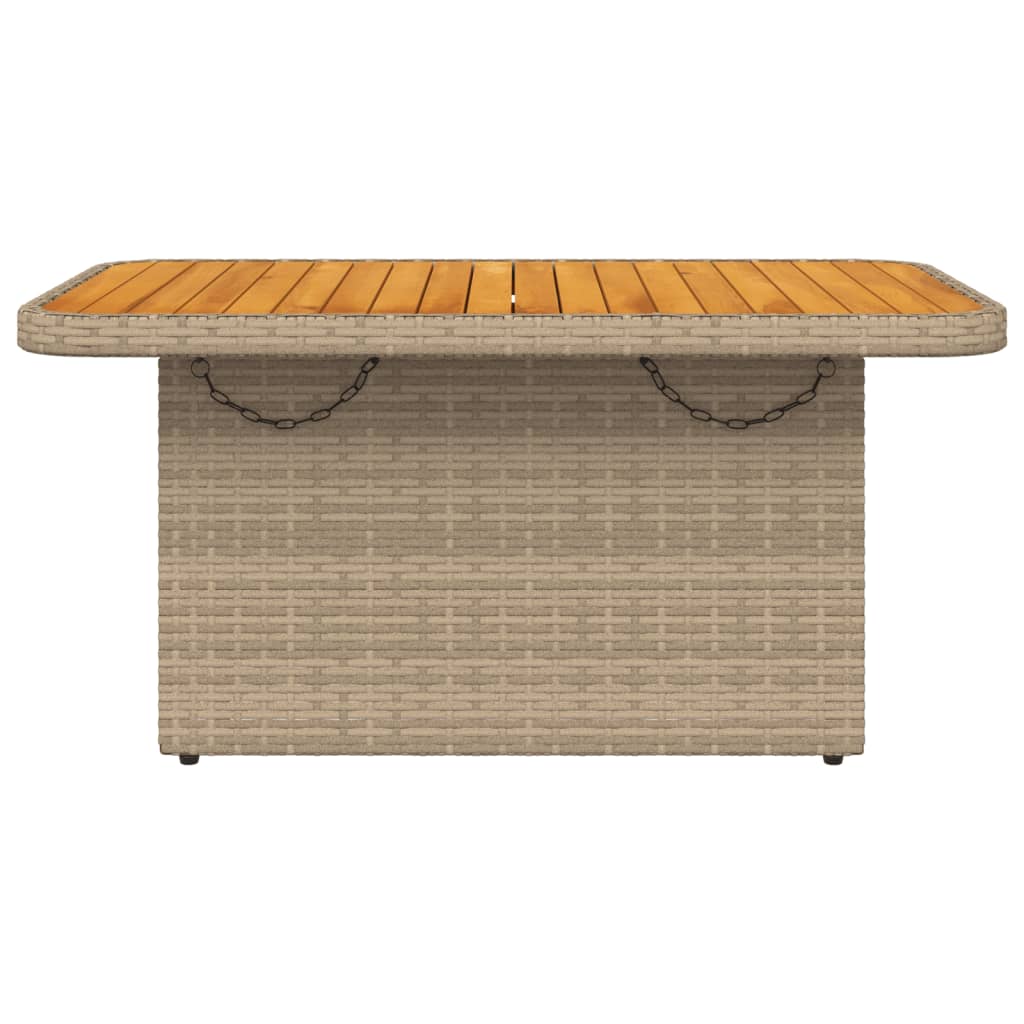 Garden Table Poly Rattan and Acacia Wood Beige 90 cm 55 cm