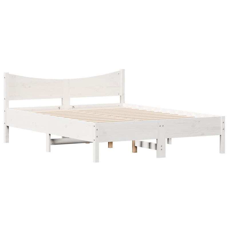 Bed Frame White 120x200 cm Solid Wood Pine