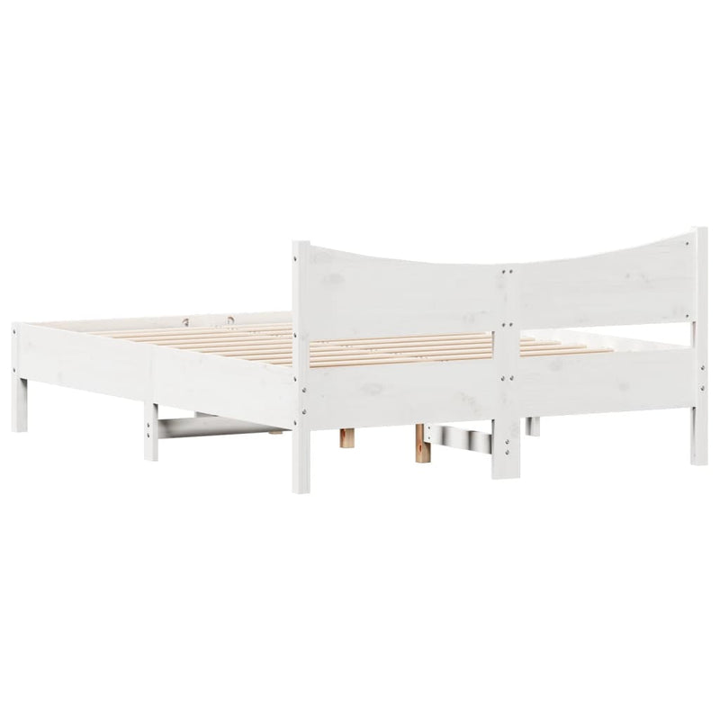 Bed Frame White 120x200 cm Solid Wood Pine