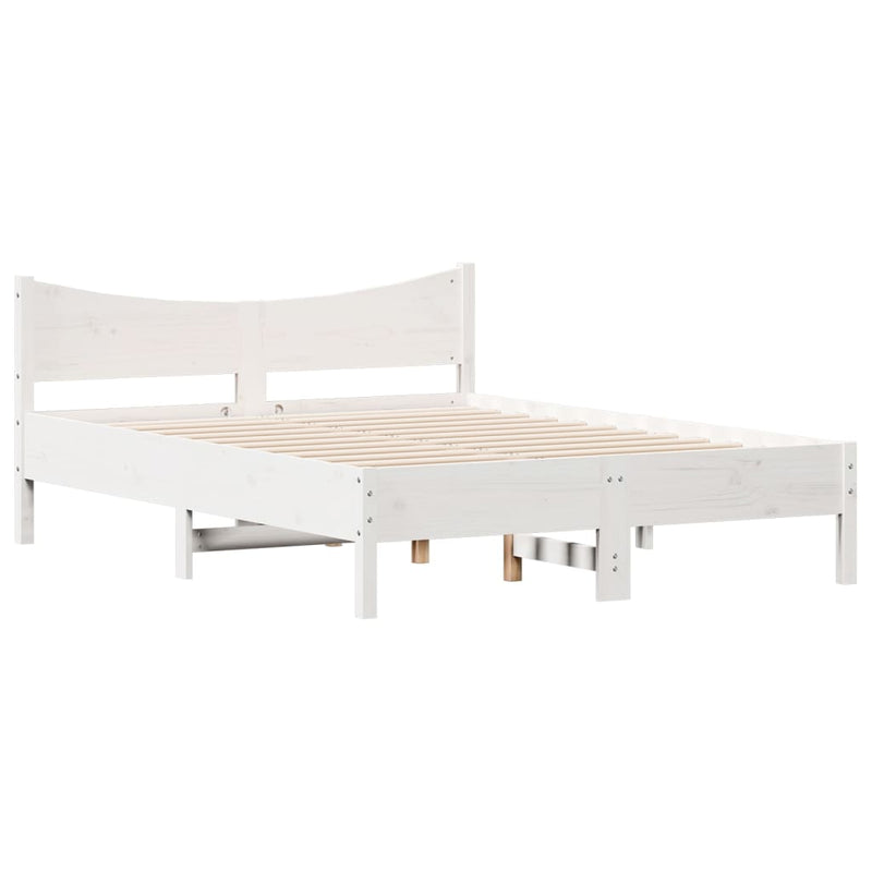 Bed Frame White 120x190 cm Small Double Solid Wood Pine