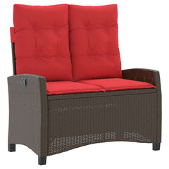 vidaXL Reclining Garden Bench with Cushions Brown Poly Rattan 2
