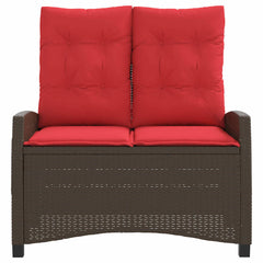 vidaXL Reclining Garden Bench with Cushions Brown Poly Rattan 3