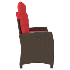 vidaXL Reclining Garden Bench with Cushions Brown Poly Rattan 4