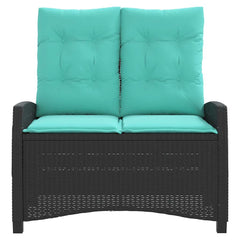 vidaXL Reclining Garden Bench with Cushions Black Poly Rattan 3