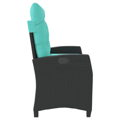vidaXL Reclining Garden Bench with Cushions Black Poly Rattan 4