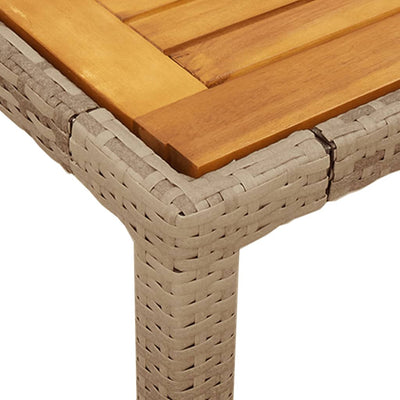 Garden Table Beige 90x90x75 cm Poly Rattan Acacia Wood