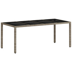Garden Table with Glass Top 190x90x75 cm Poly Rattan Light grey