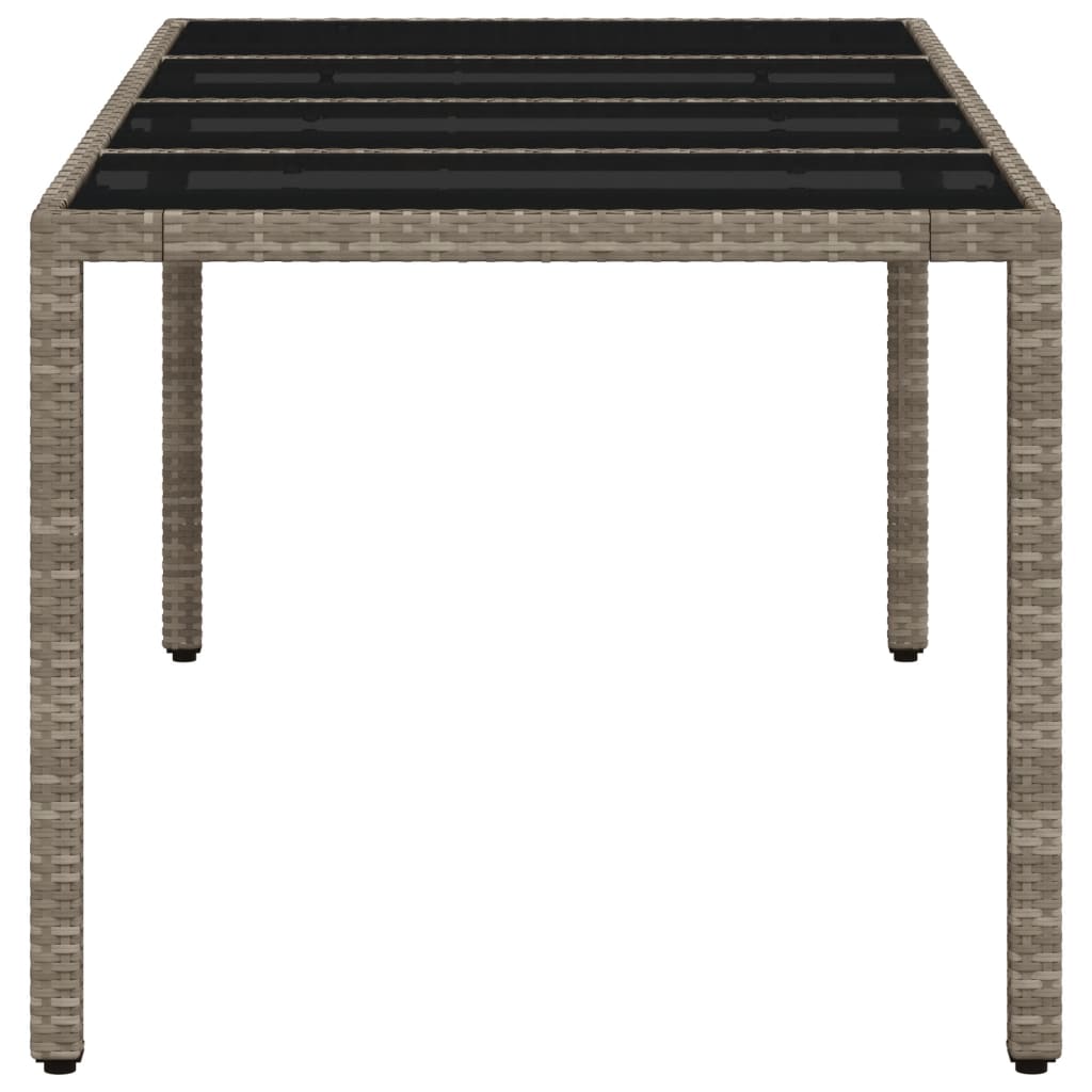 Garden Table with Glass Top 190x90x75 cm Poly Rattan Light grey