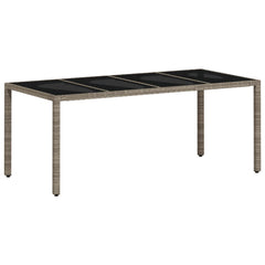 Garden Table with Glass Top 190x90x75 cm Poly Rattan Light grey