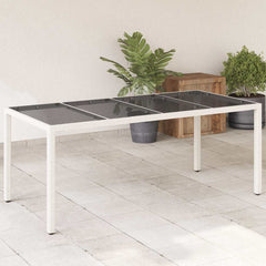 Garden Table with Glass Top 190x90x75 cm Poly Rattan White