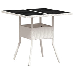 vidaXL Garden Table with Glass Top White 80x80x75 cm Poly Rattan 2
